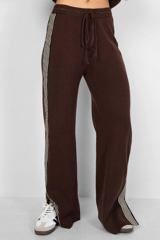 The Stripe Knit Trousers Brown