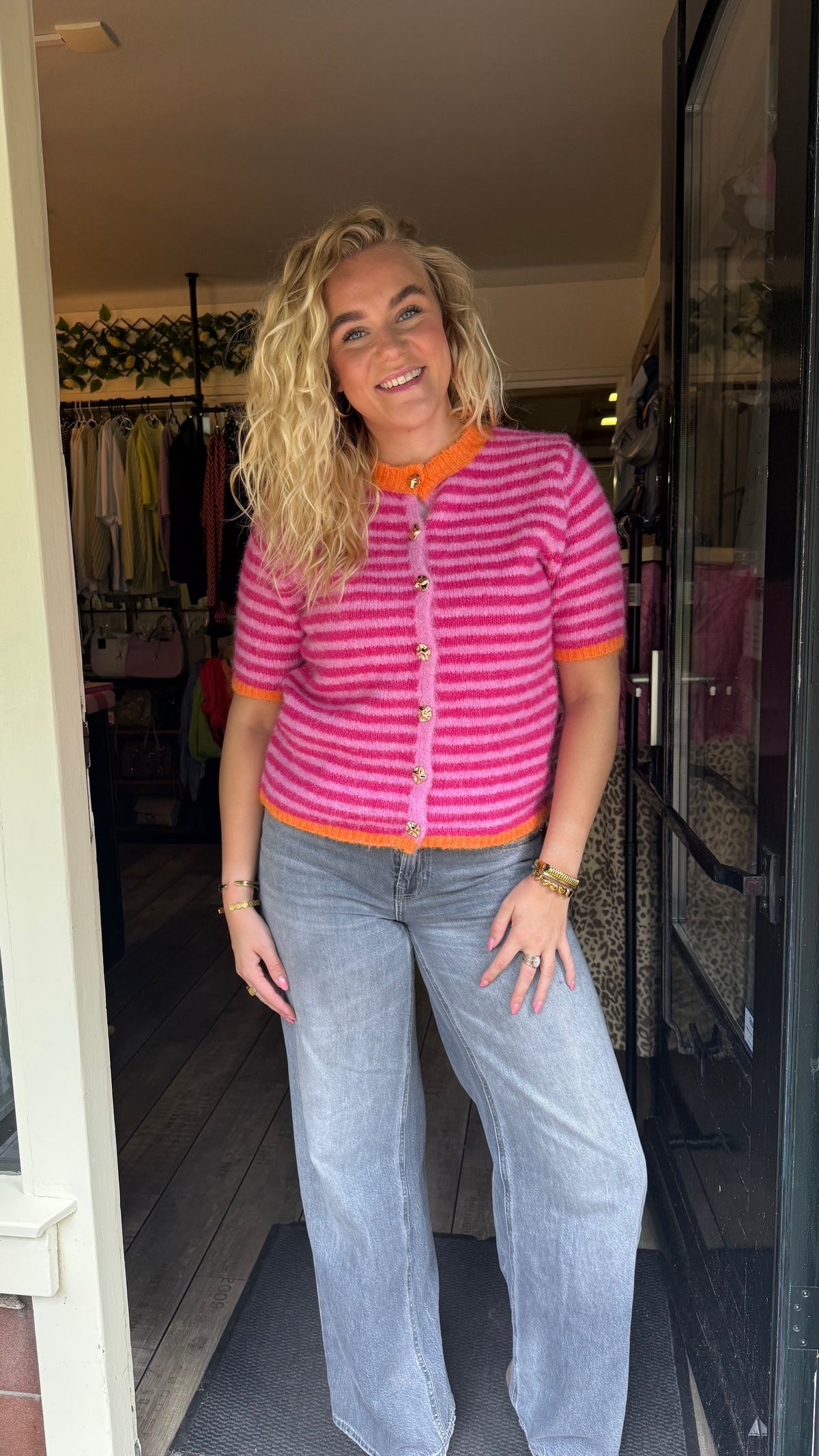 The Lela Gilet Pink Orange