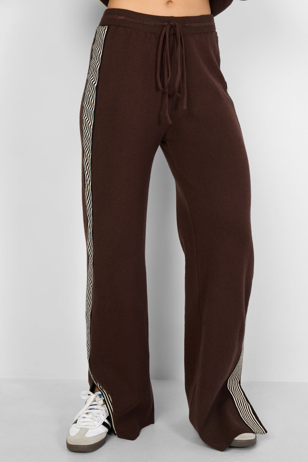 The Stripe Knit Trousers Brown