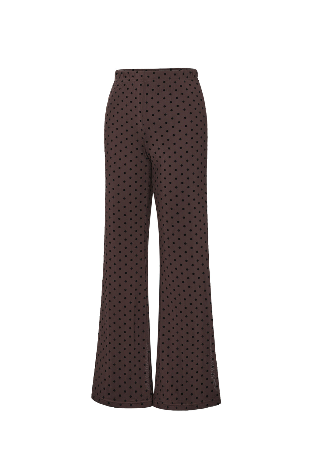 Polka Dot Flared Pants Brown
