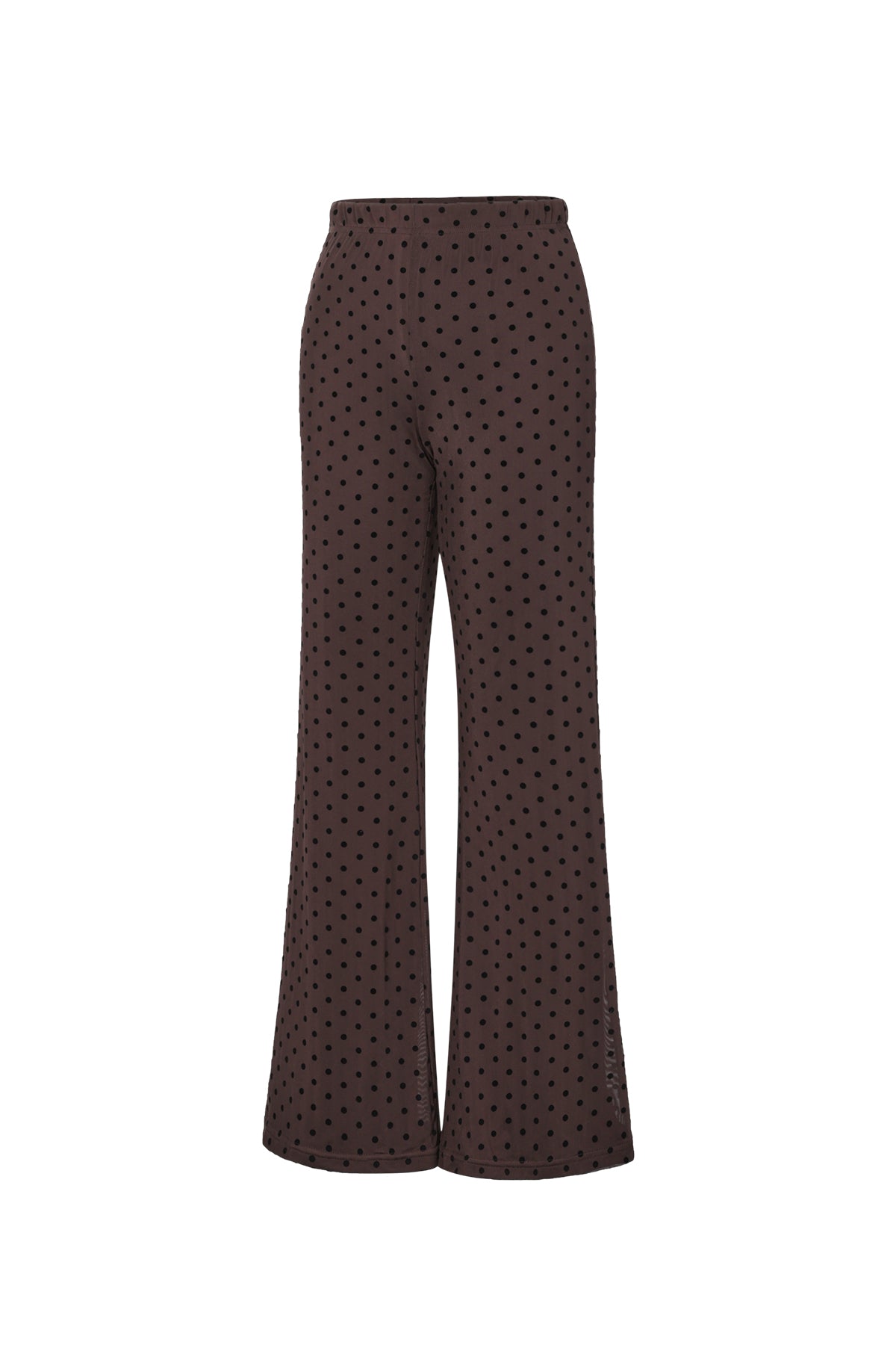 Polka Dot Flared Pants Brown