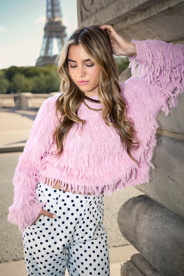 The Fringe Love Sweater Pink