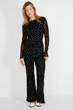 Polka Dot Longsleeve Top Black