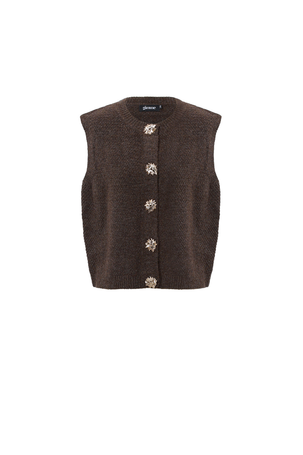 Sophie Floral Button Vest Brown