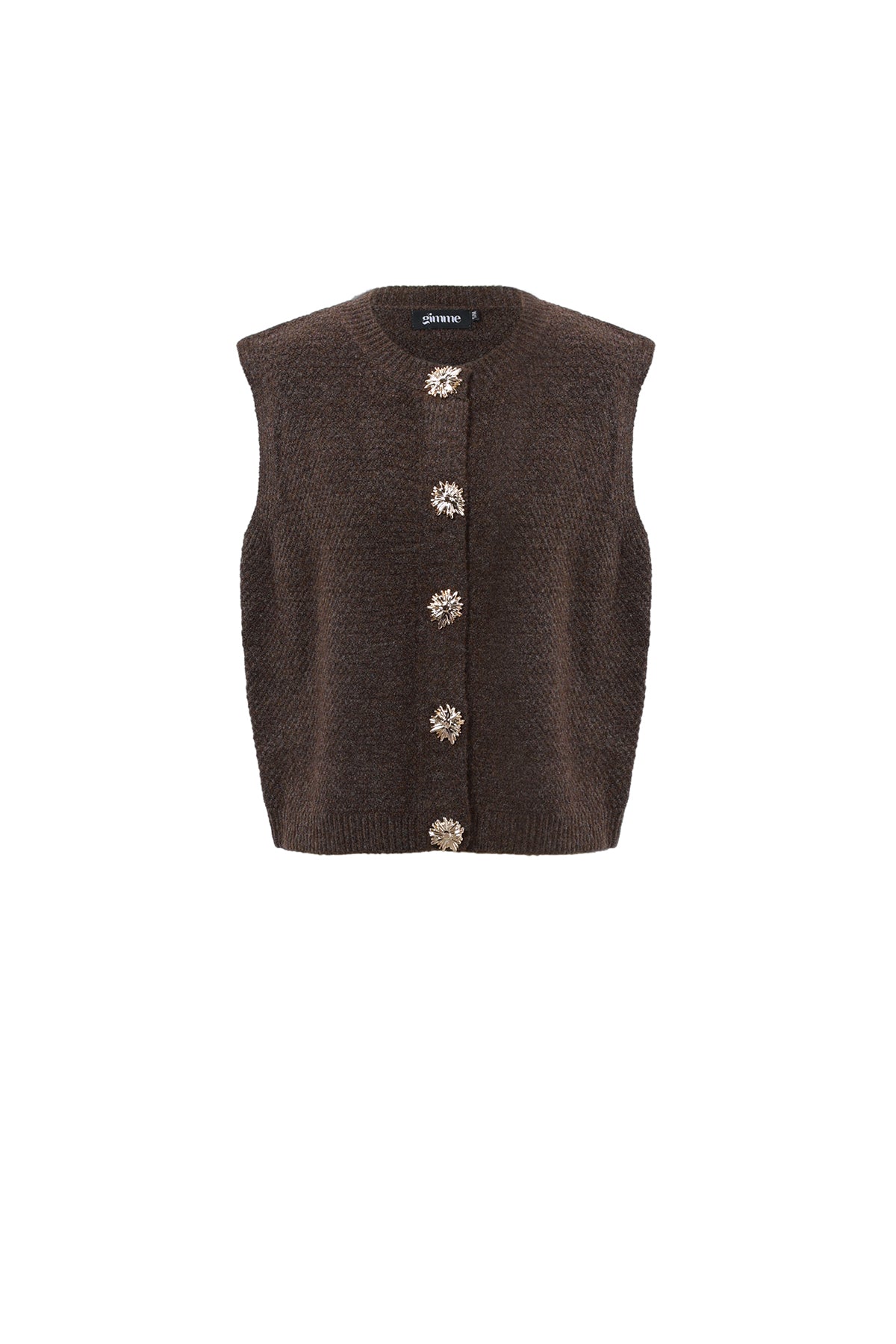 Sophie Floral Button Vest Brown