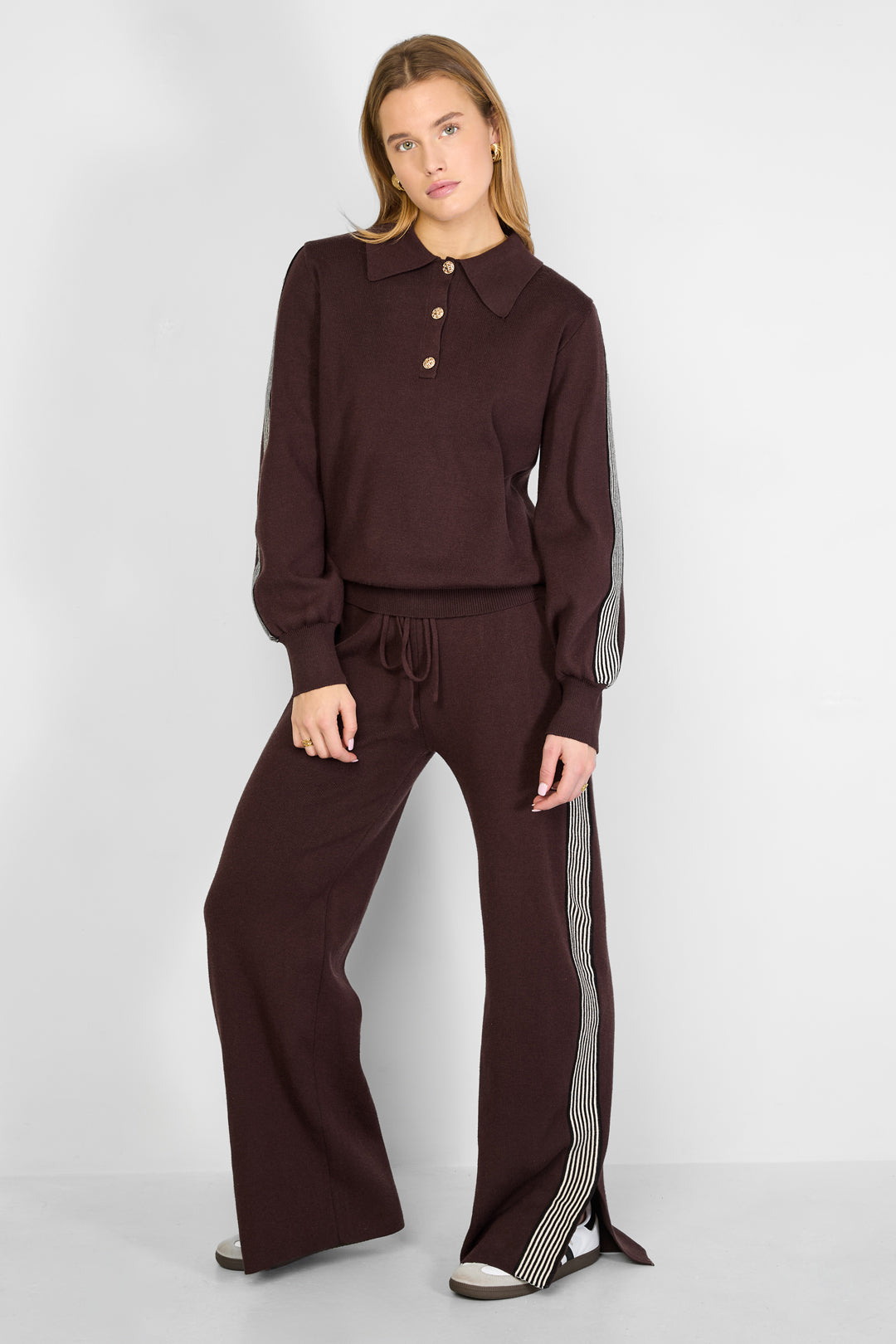 The Stripe Knit Trousers Brown