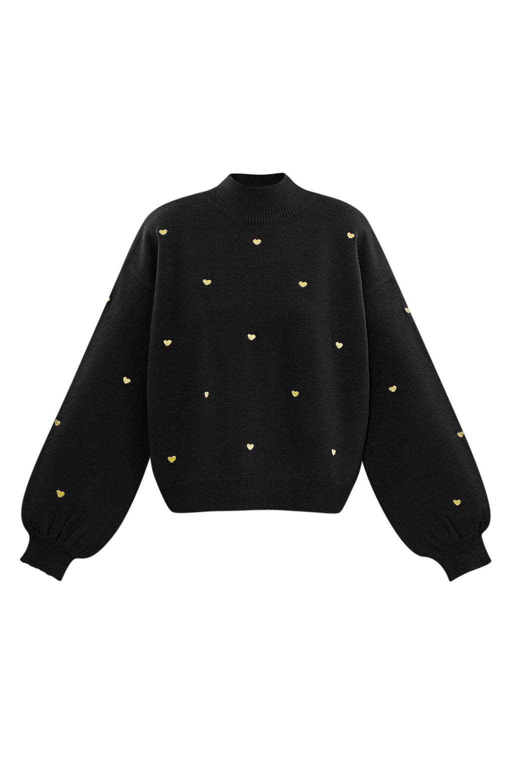 Amelia Heart Knit Sweater Black