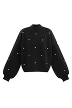 Amelia Heart Knit Sweater Black