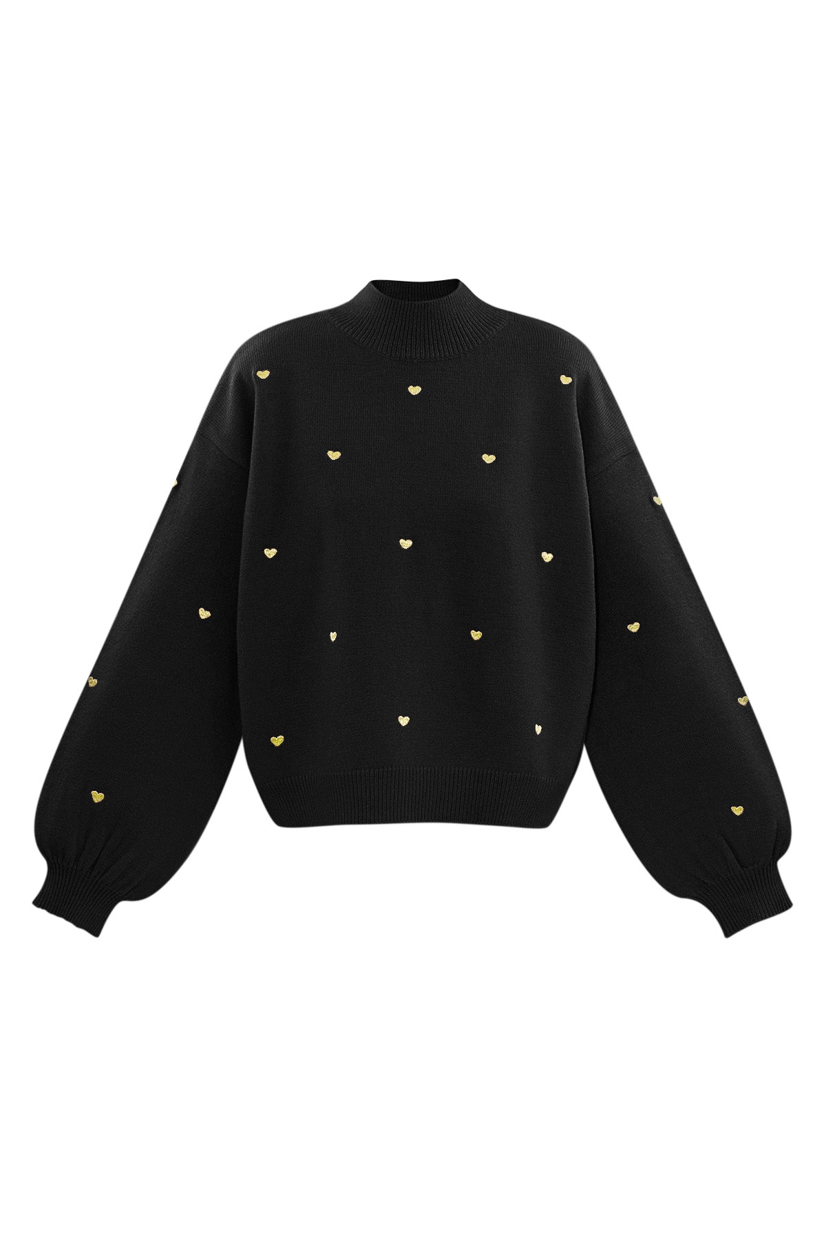 Amelia Heart Knit Sweater Black