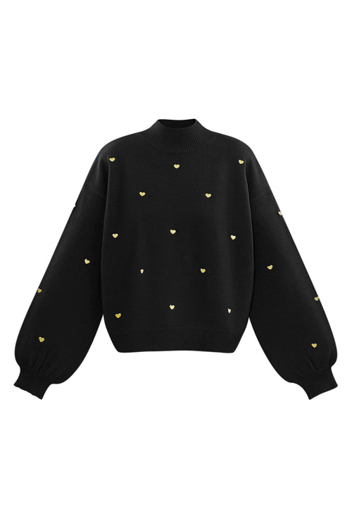 Amelia Heart Knit Sweater Black