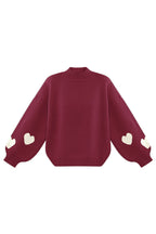 Heart Sleeve Knit Sweater Bordeaux