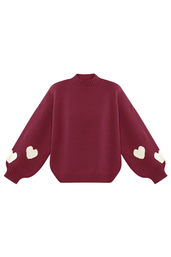 Heart Sleeve Knit Sweater Bordeaux