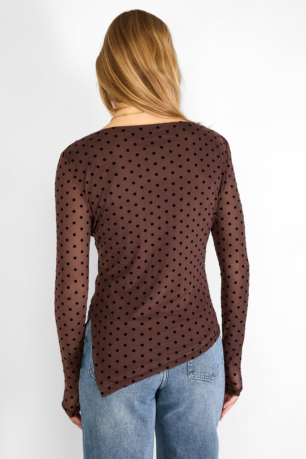 Polka Dot Longsleeve Top Brown