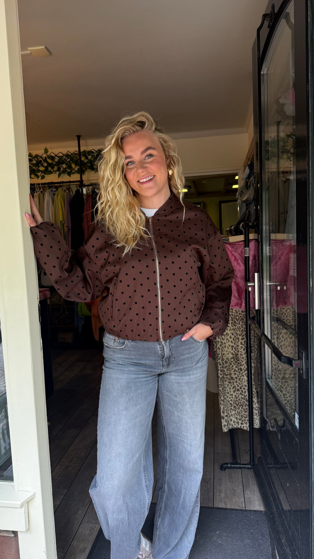 Polka Dot Jacket Brown