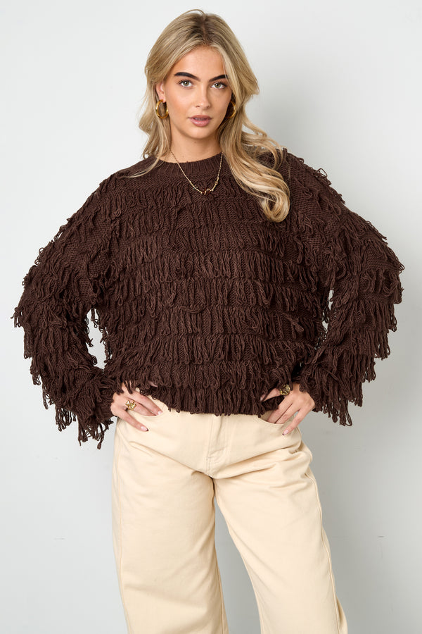 Luna Fringe Sweater Brown