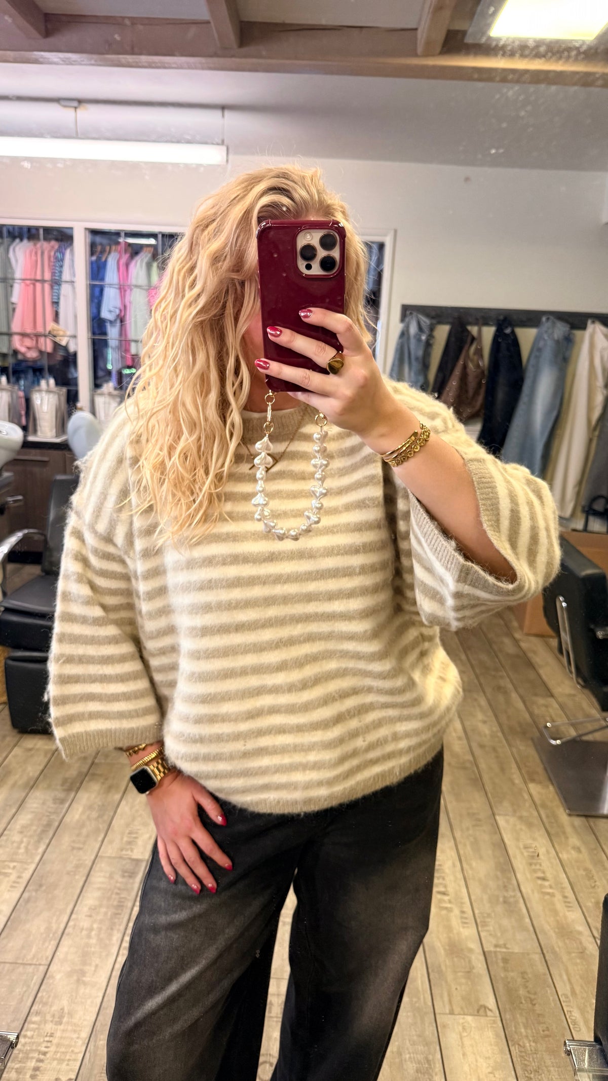 TEDDY STRIPE SWEATER