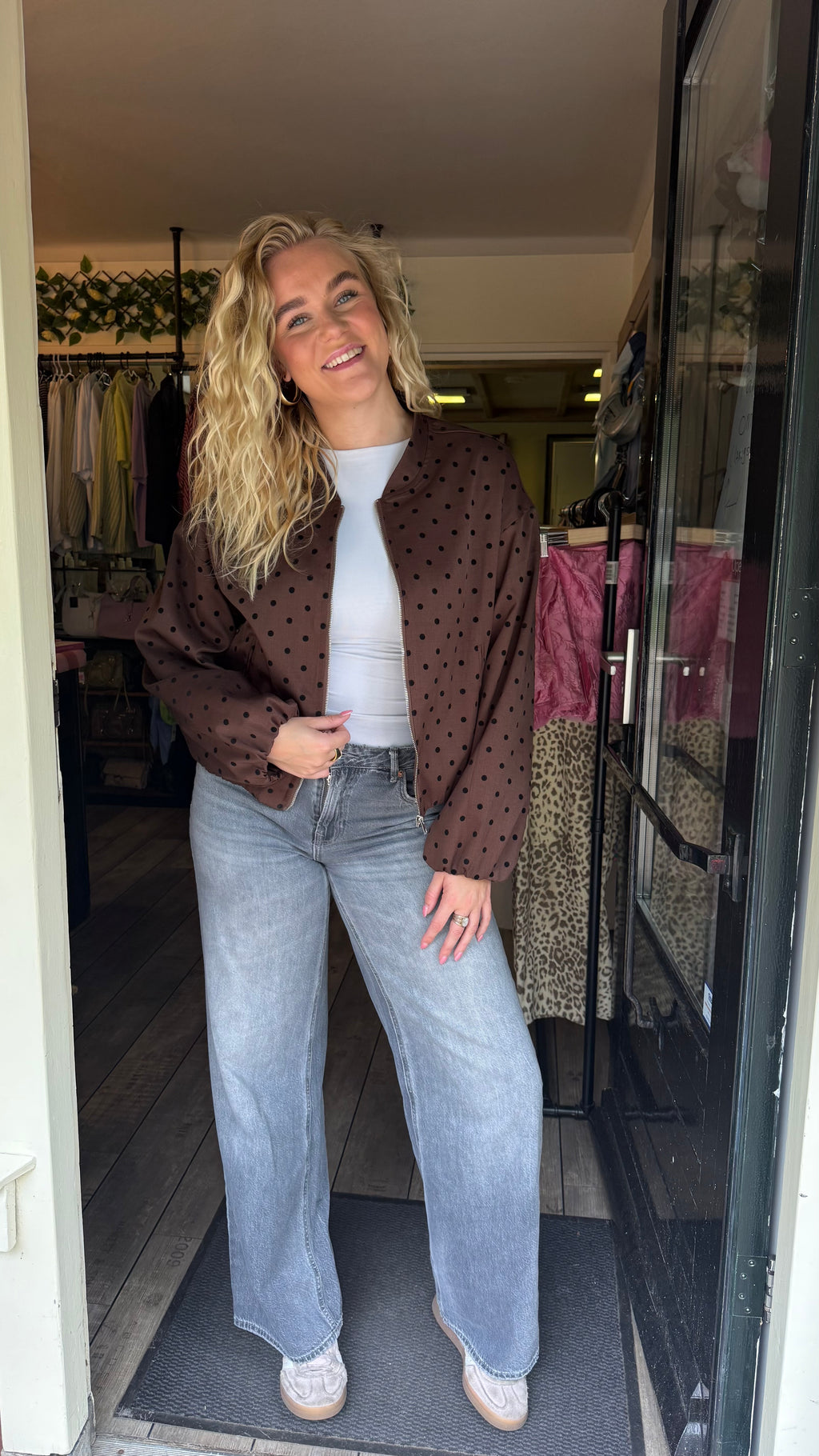 Polka Dot Jacket Brown