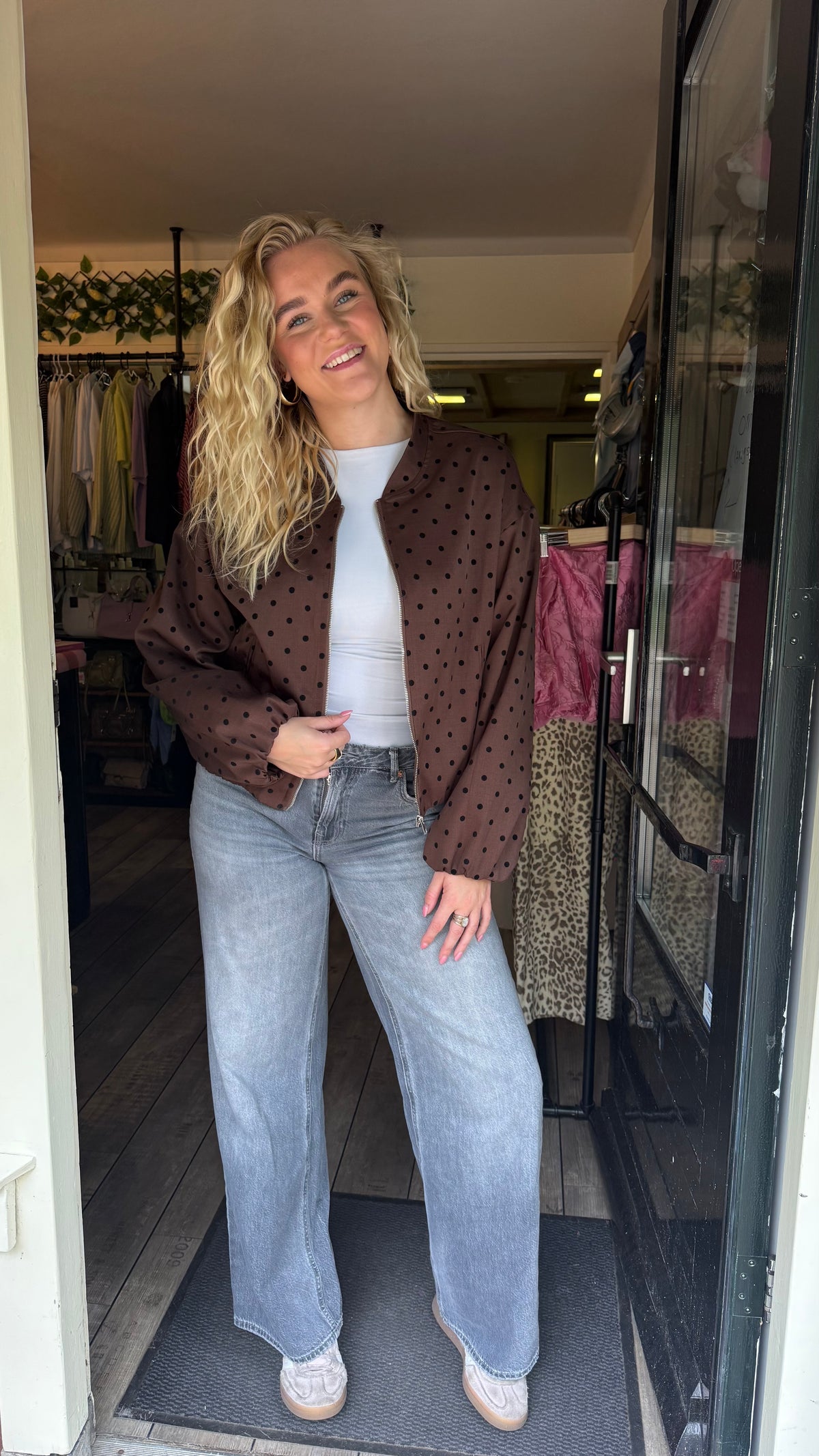 Polka Dot Jacket Brown
