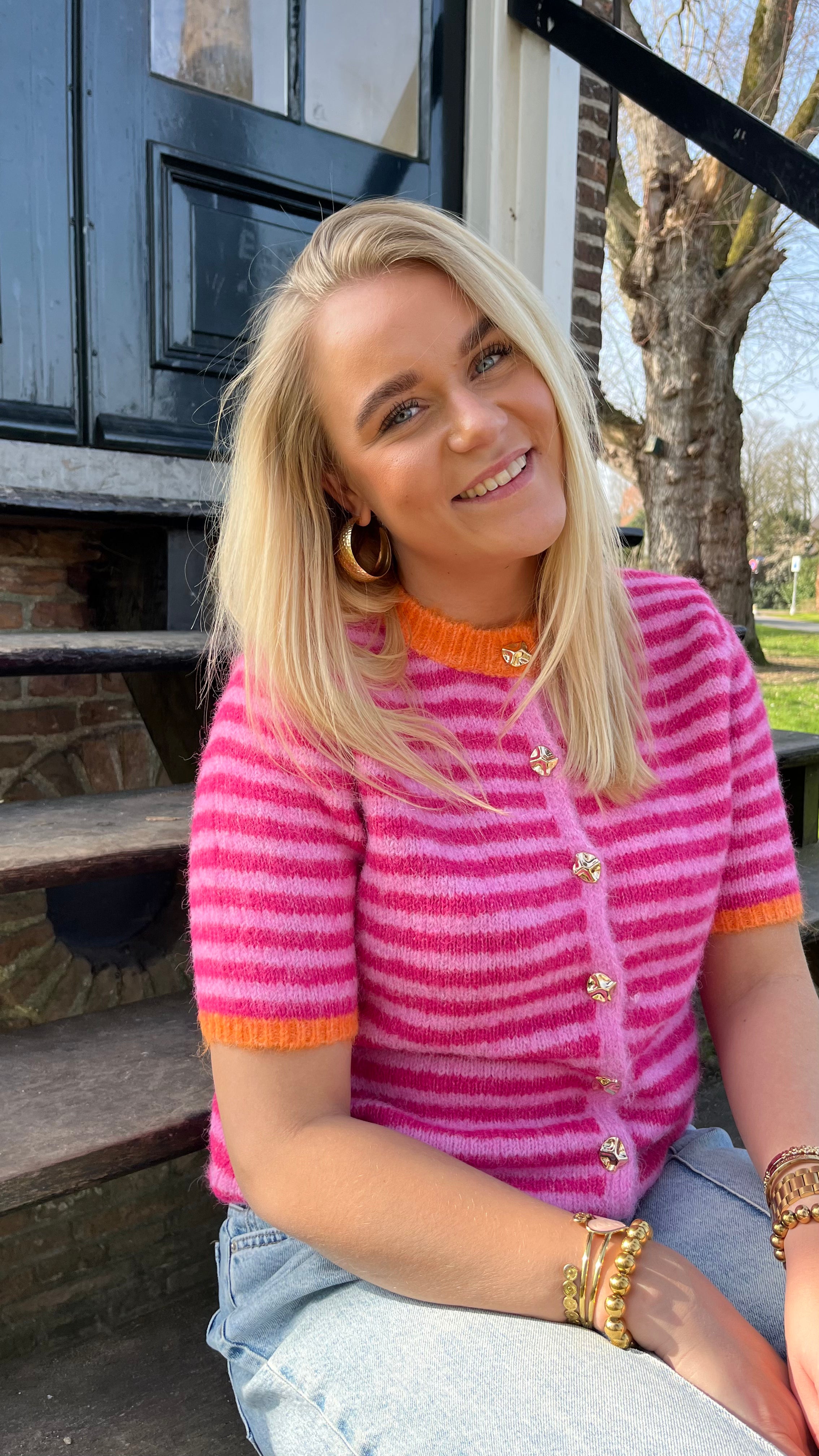 The Lela Gilet Pink Orange