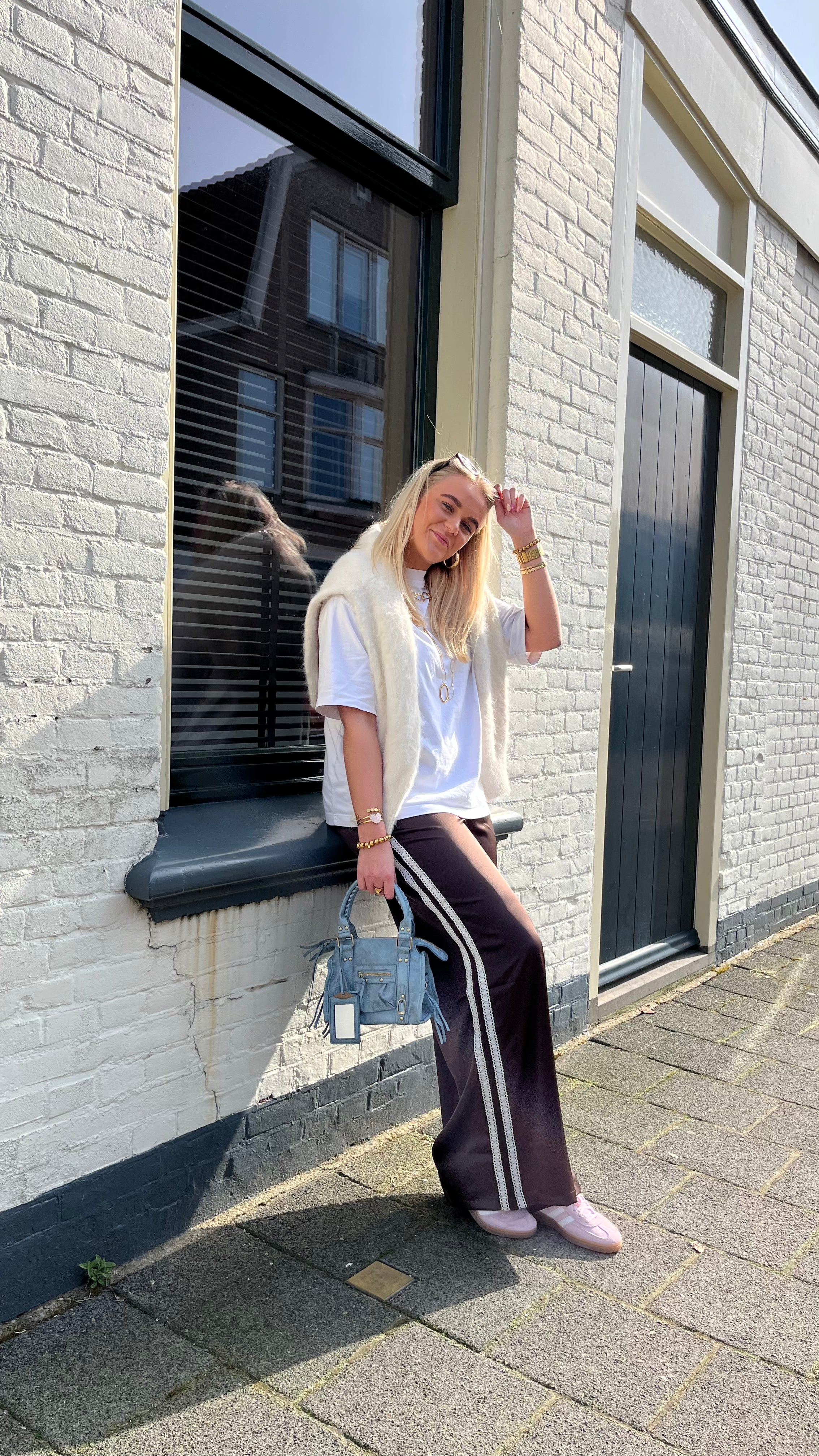Satin Stripe Pants Brown