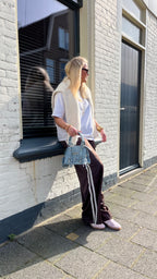 Satin Stripe Pants Brown