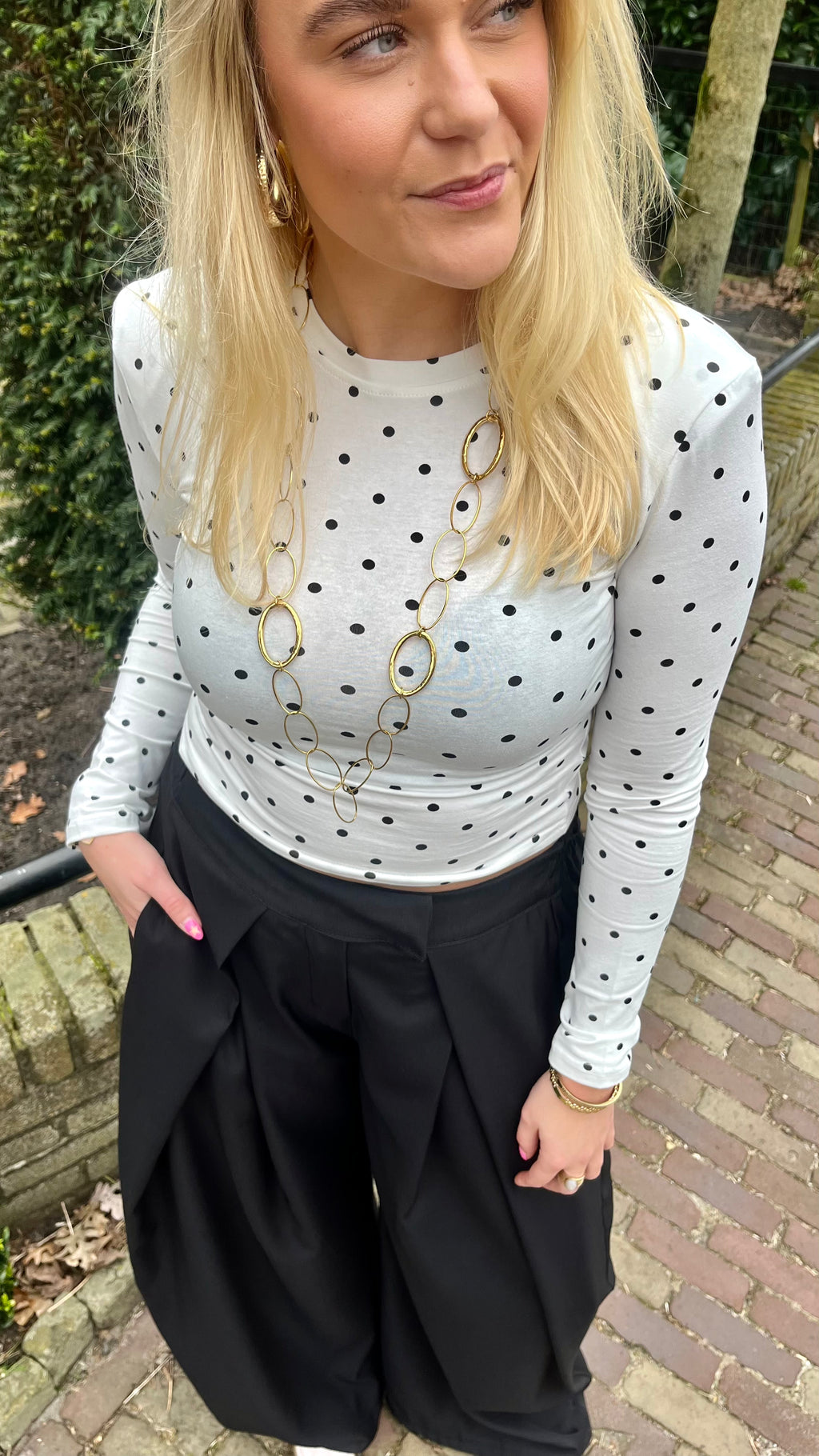 Polka Dot Longsleeve White