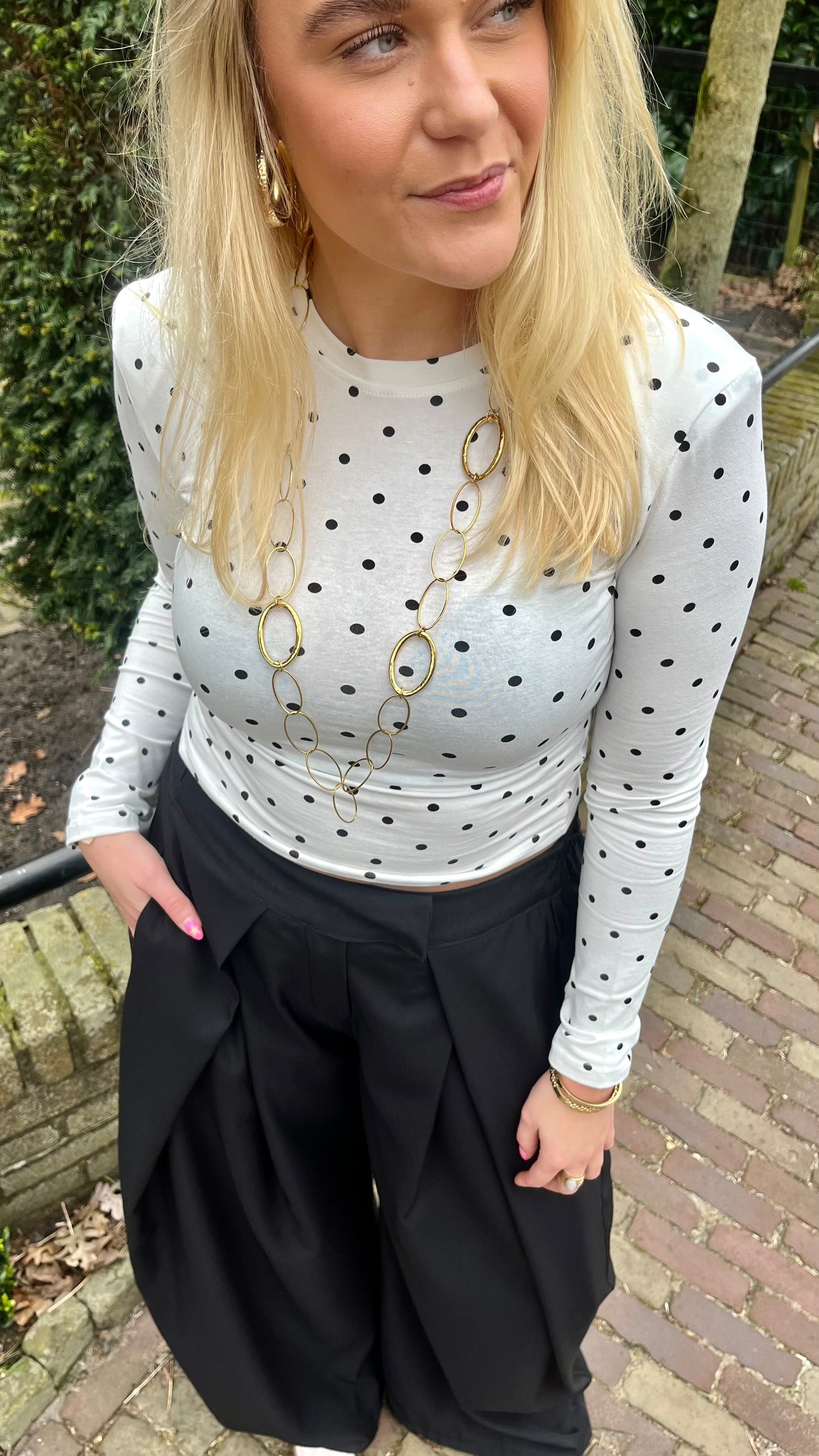 Polka Dot Longsleeve White