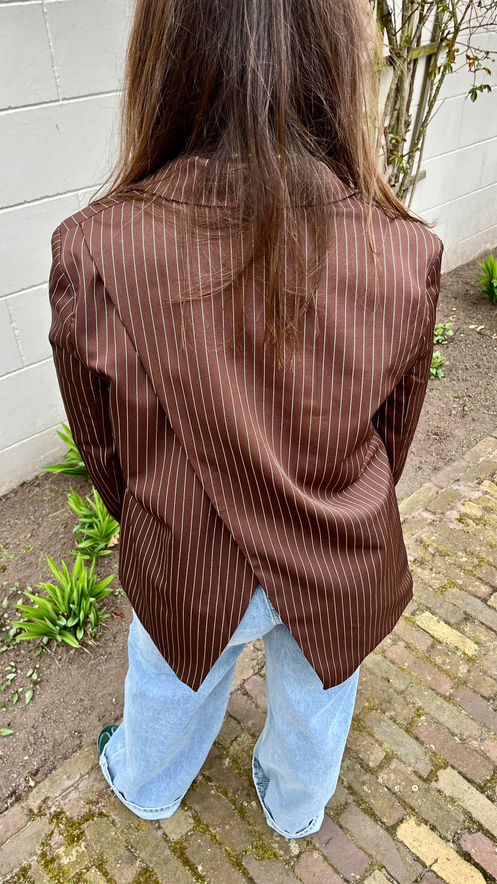 Mila Stripe Blazer Brown