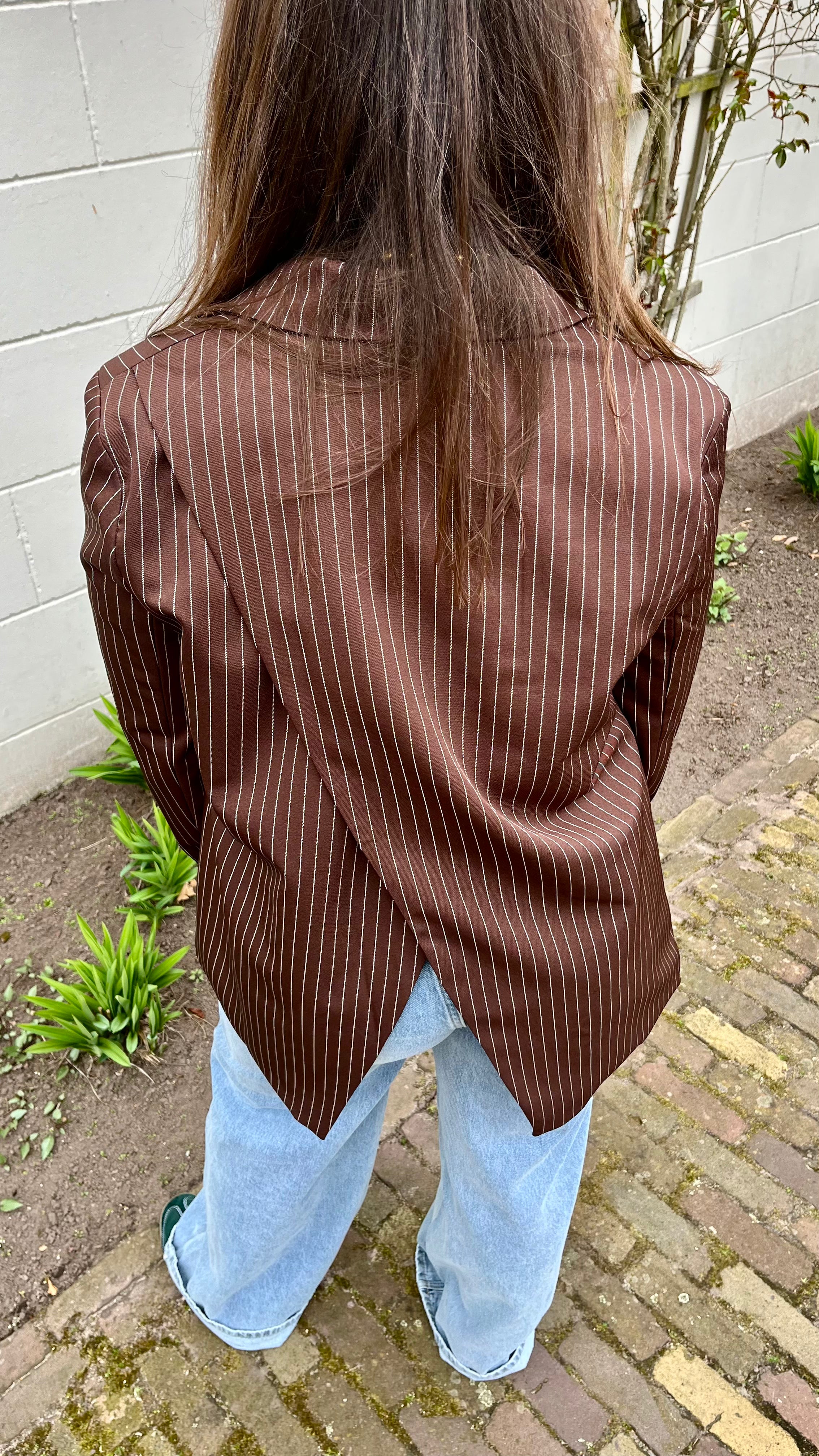 Mila Stripe Blazer Brown