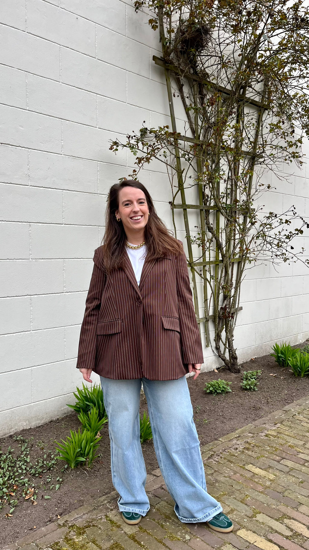 Mila Stripe Blazer Brown
