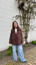 Mila Stripe Blazer Brown