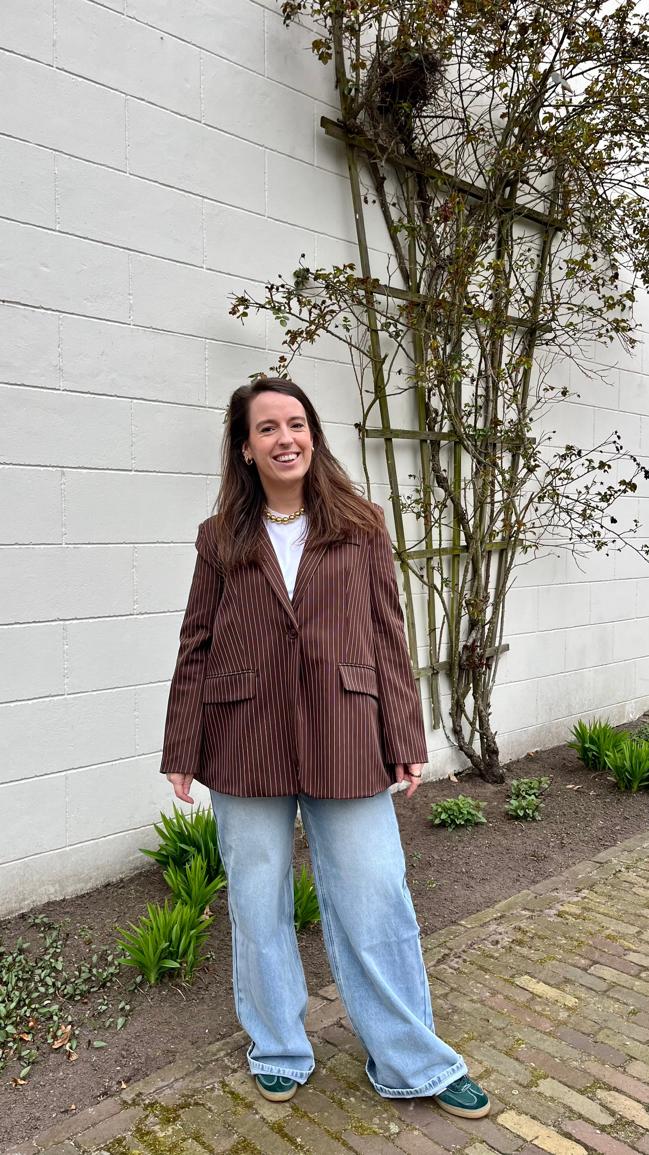 Mila Stripe Blazer Brown