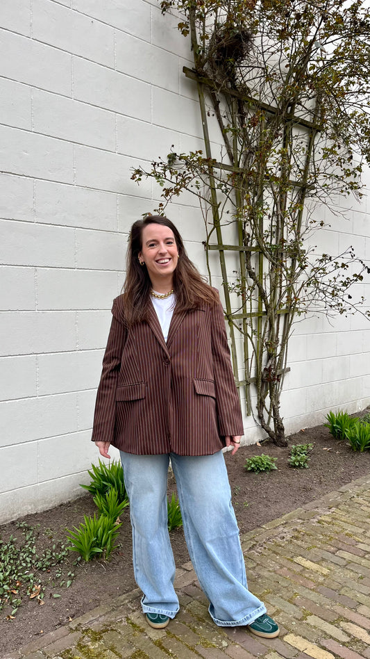 Mila Stripe Blazer Brown