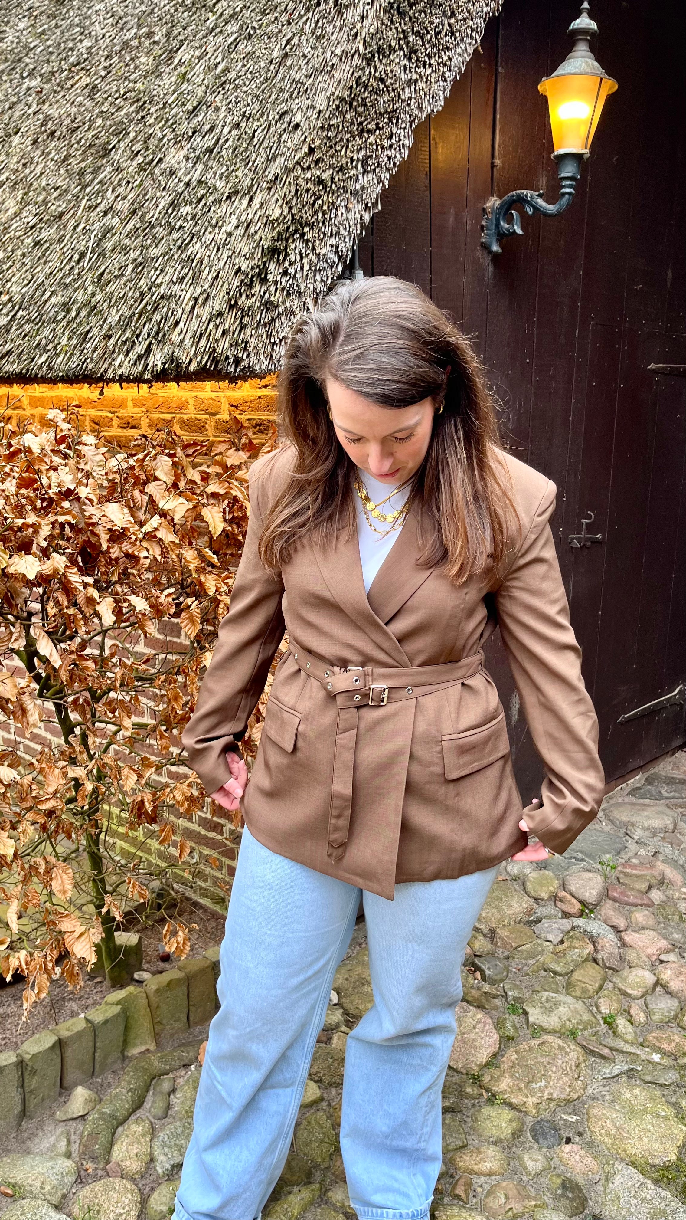 Noor Belted Blazer Brown