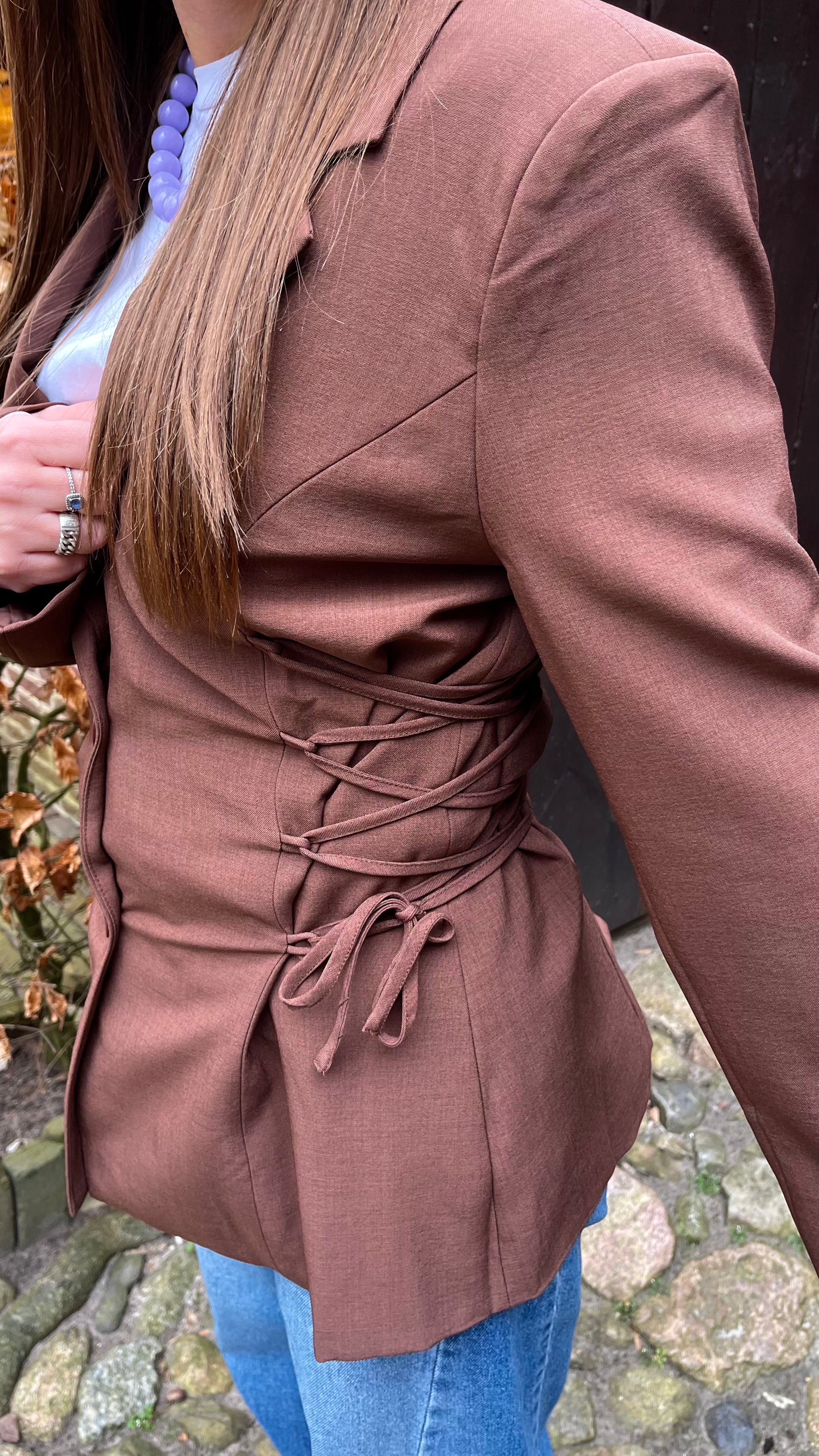 Rosie Tie-Up Blazer Brown