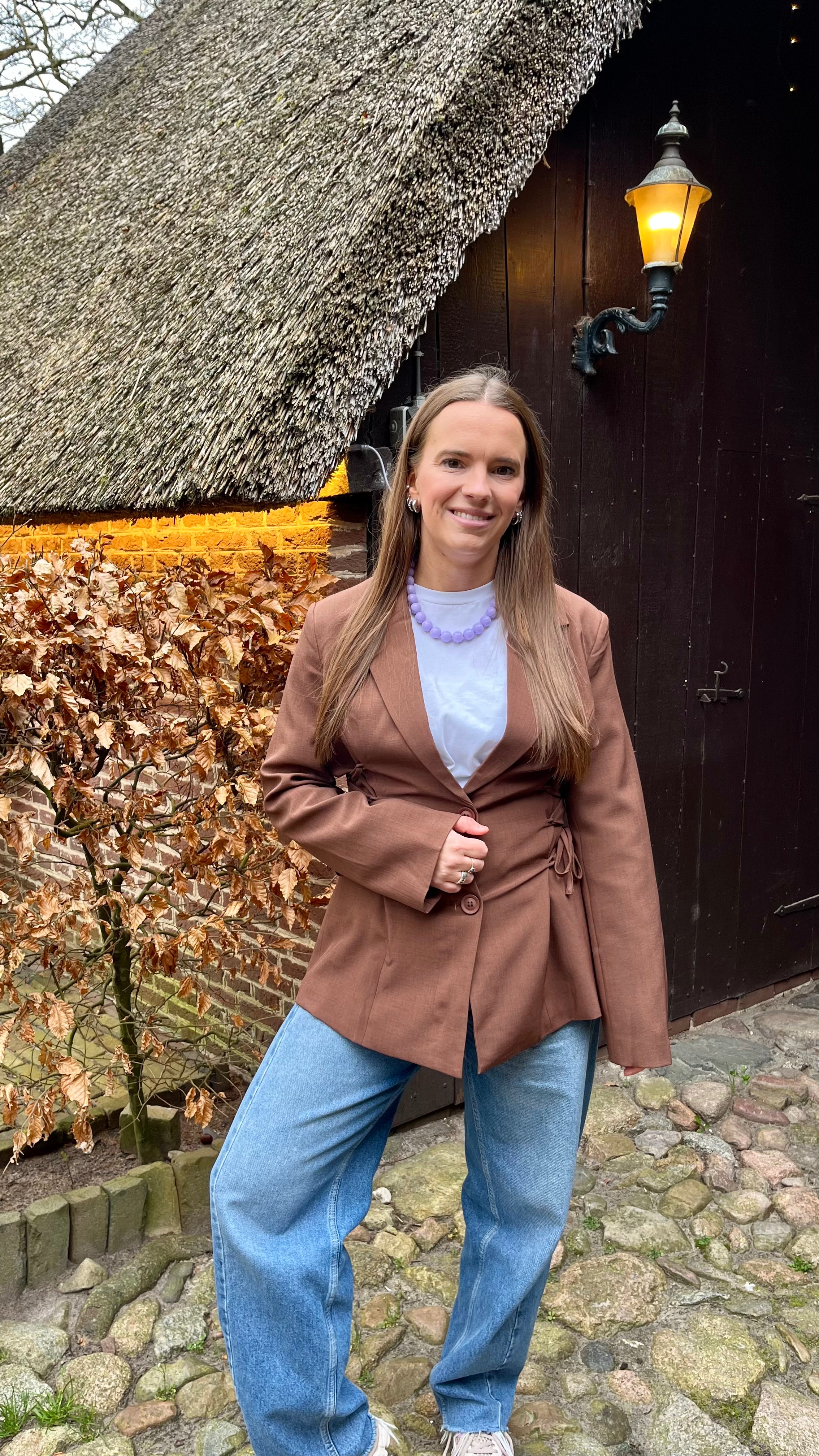 Rosie Tie-Up Blazer Brown