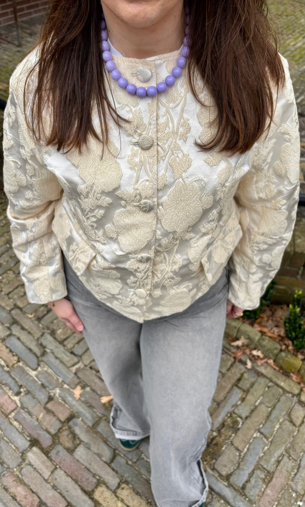 Emma Floral Jacket Beige
