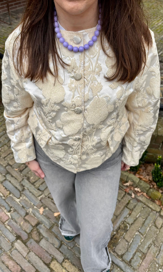 Emma Floral Jacket Beige