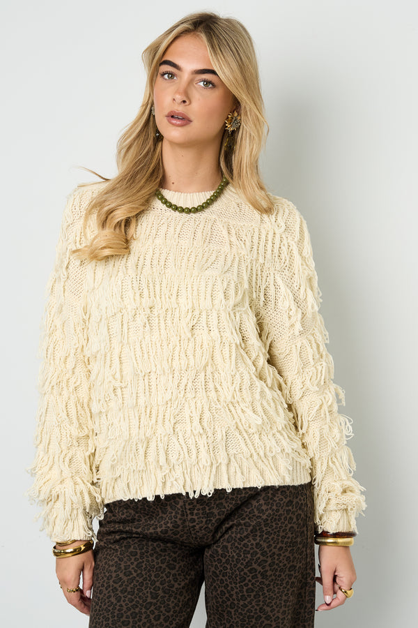 The Fringe Love Sweater Beige