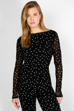 Polka Dot Longsleeve Top Black