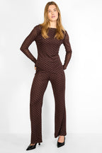 Polka Dot Longsleeve Top Brown