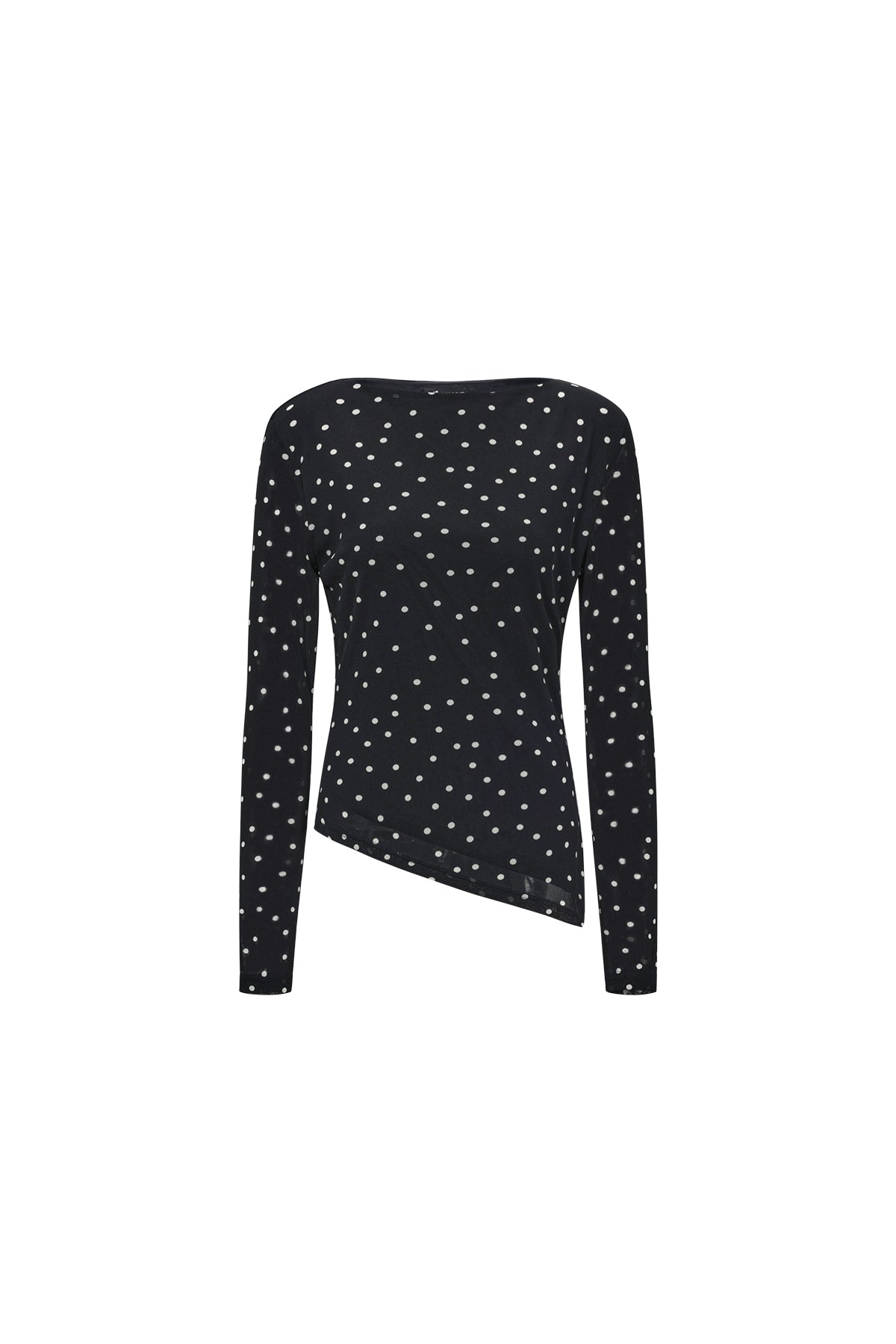 Polka Dot Longsleeve Top Black