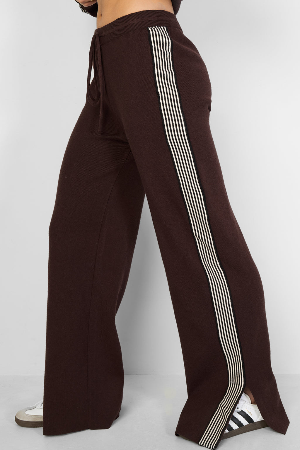 The Stripe Knit Trousers Brown