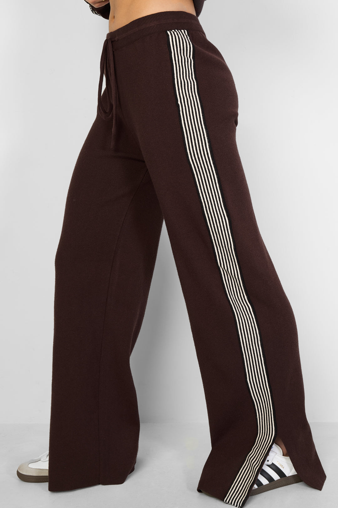 The Stripe Knit Trousers Brown